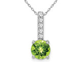 1.25 Carat (ctw) Natural Peridot Pendant Necklace in 14K White Gold with Diamonds and Chain